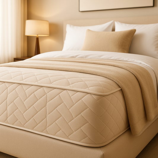 Ultrasonic Waterproof Fitted Mattress Protector – Double Bed (Cream)