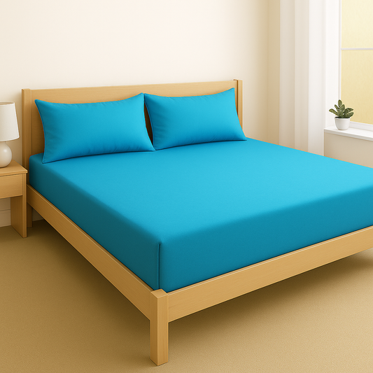 Cotton Satin King Fitted Bed Sheet - Sea View