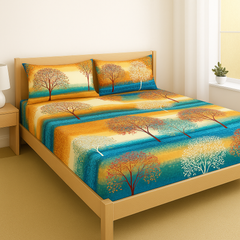 2 Pillow Cotton king Fitted Bed Sheet - Evaluation trees