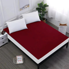 Poly Cotton Waterproof Mattress Protector - Maroon