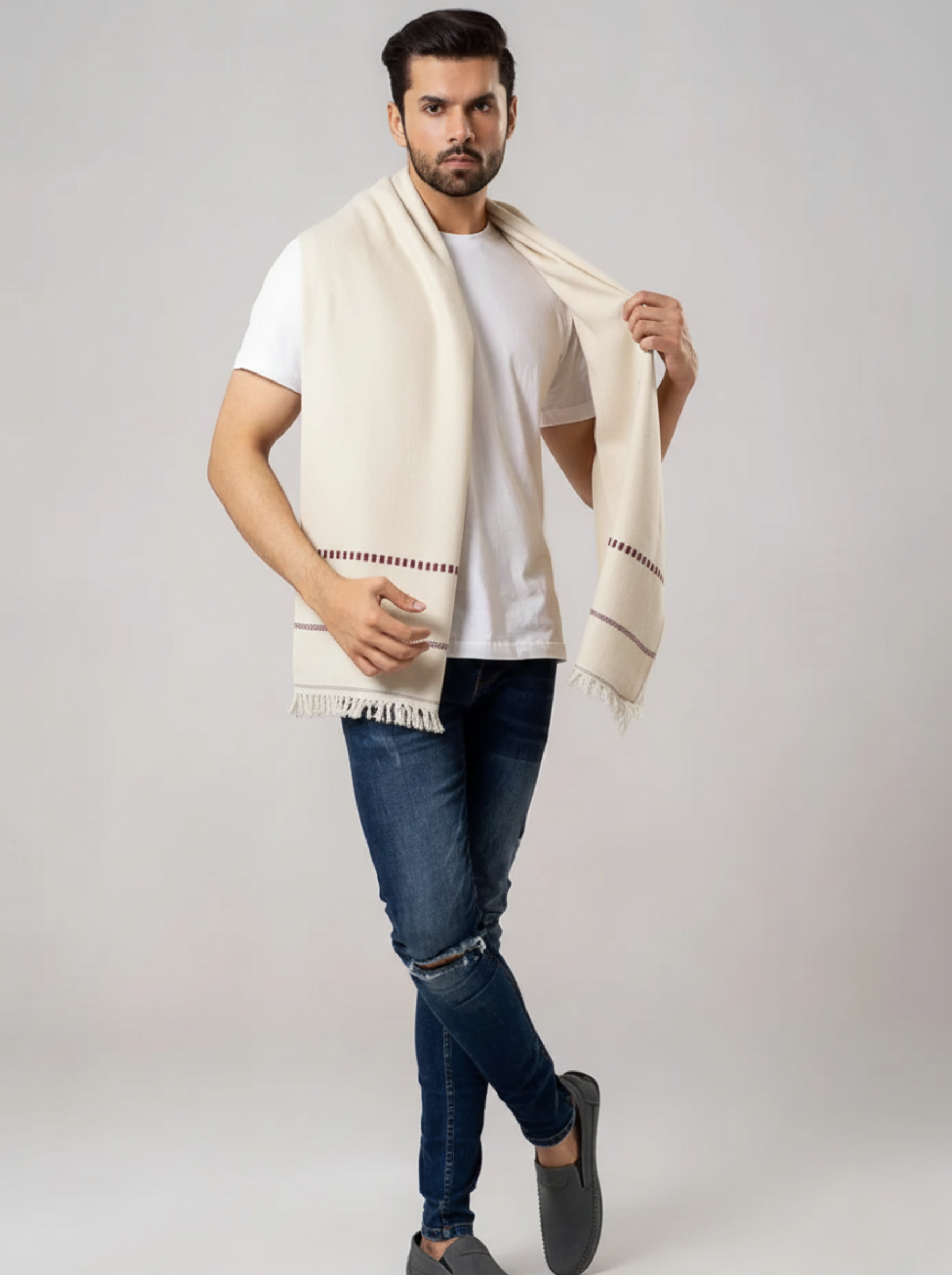 Men Shawl Stallers - 100% Pure Woolen Shawl - Bedding Tribe