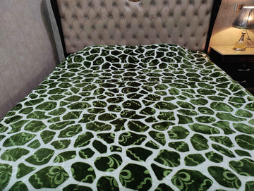 Super Soft Fleece AC Blanket - Green Printed - Bedding Tribe