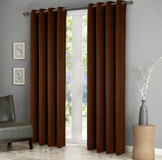 Premium Velvet Curtains - Brown