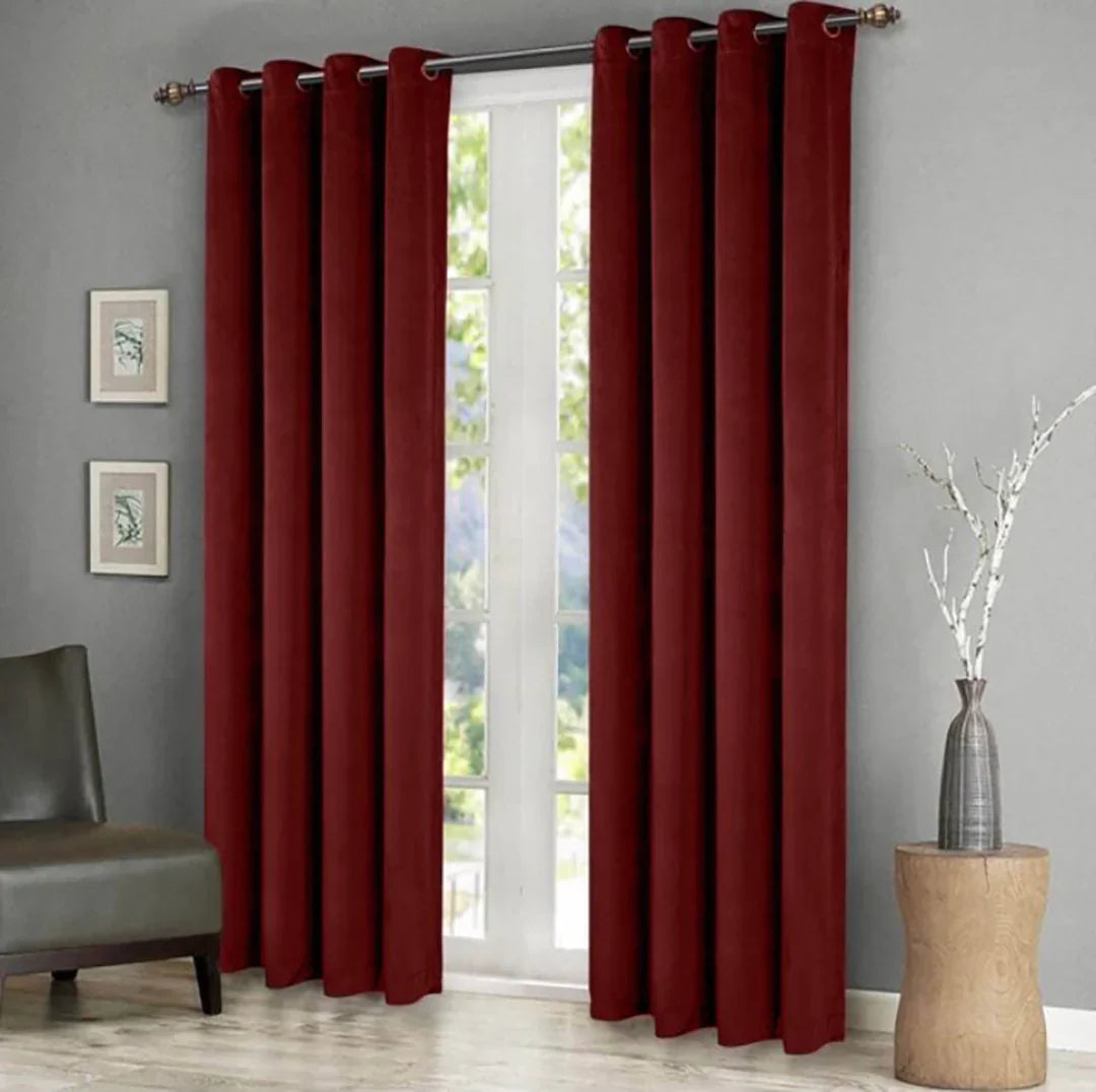 Premium Velvet Curtains - Maroon - Bedding Tribe