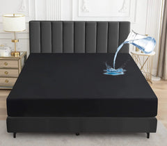 Poly Cotton Waterproof Mattress Protector - Black