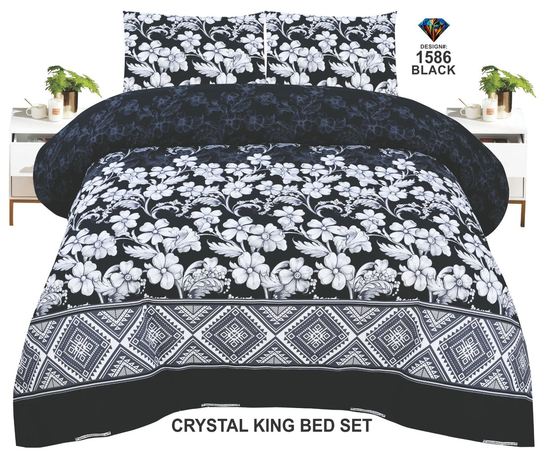 Crystal-King-Bed-Sheet Black-1586 - Bedding Tribe