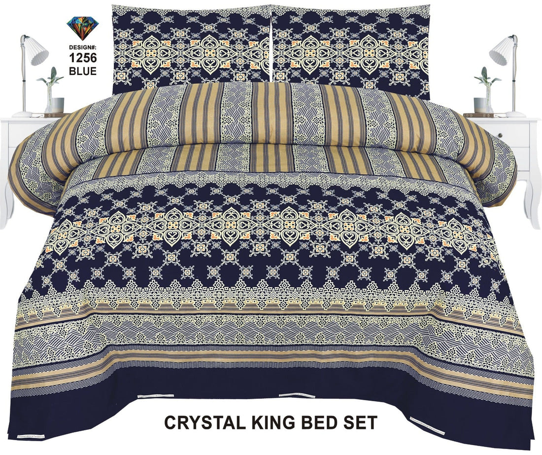Crystal-King-Bed-Sheet Blue- 1256 - Bedding Tribe
