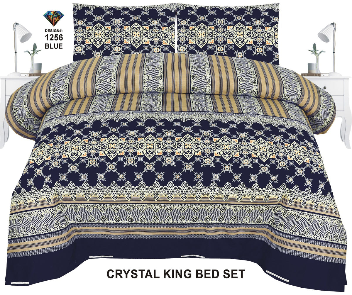Crystal-King-Bed-Sheet Blue- 1256