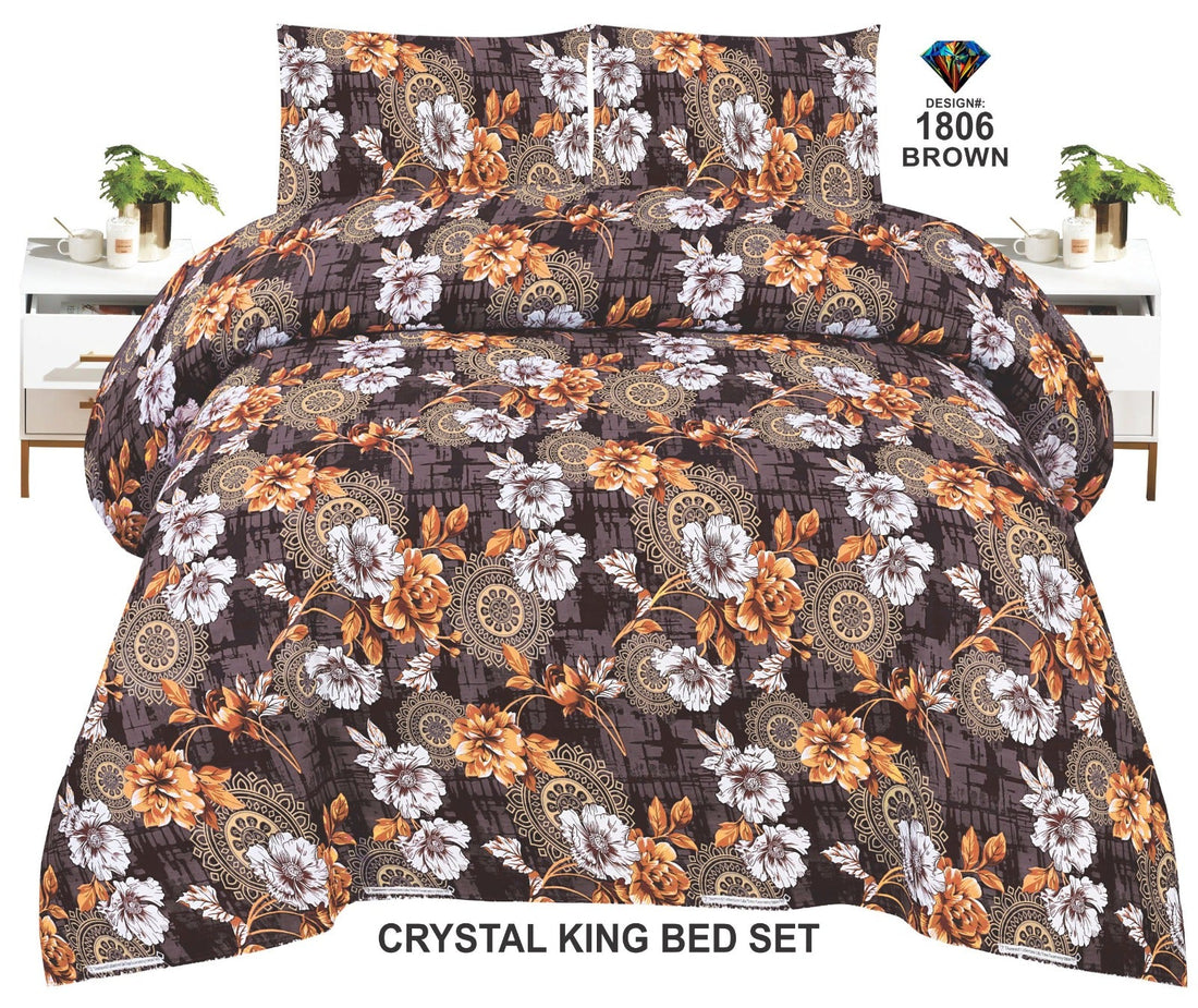 Crystal-King-Bed-Sheet Brown-1806 - Bedding Tribe