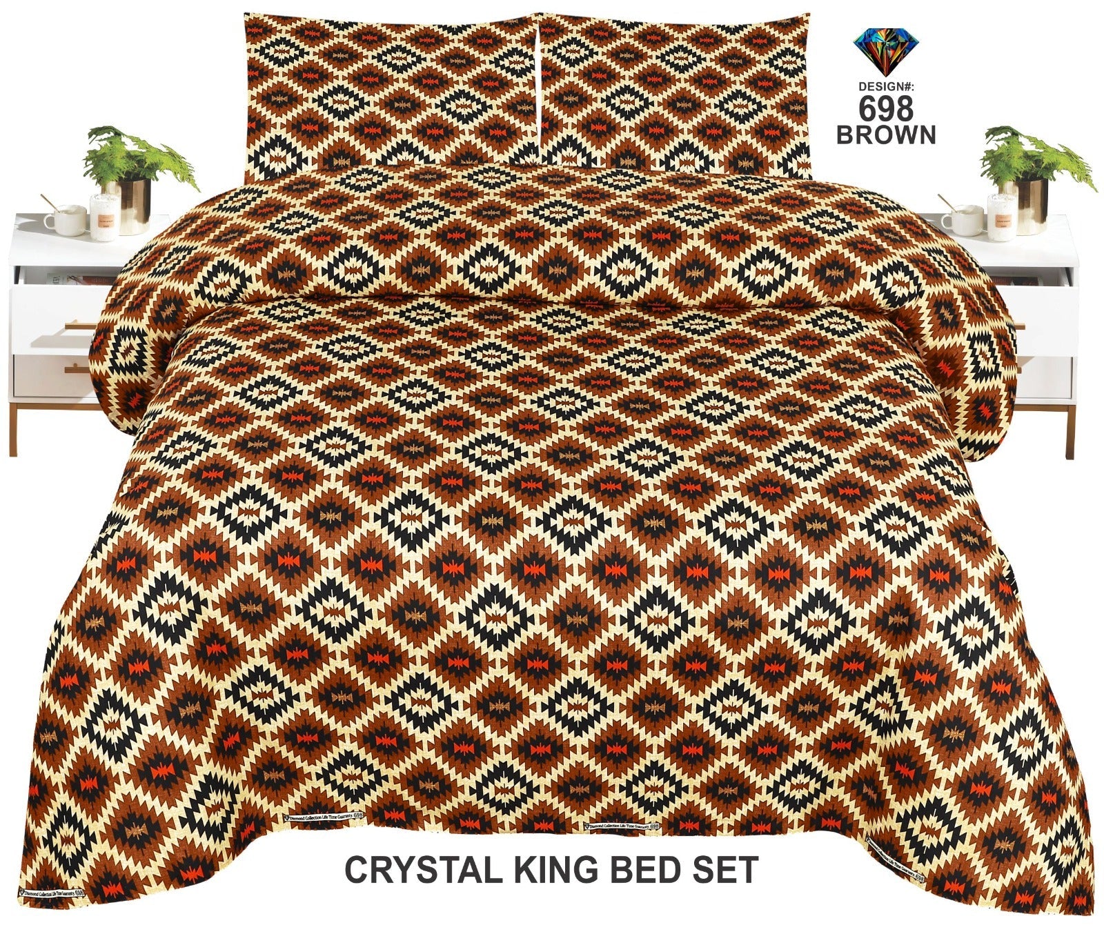 Crystal-King-Bed-Sheet Brown-698 - Bedding Tribe