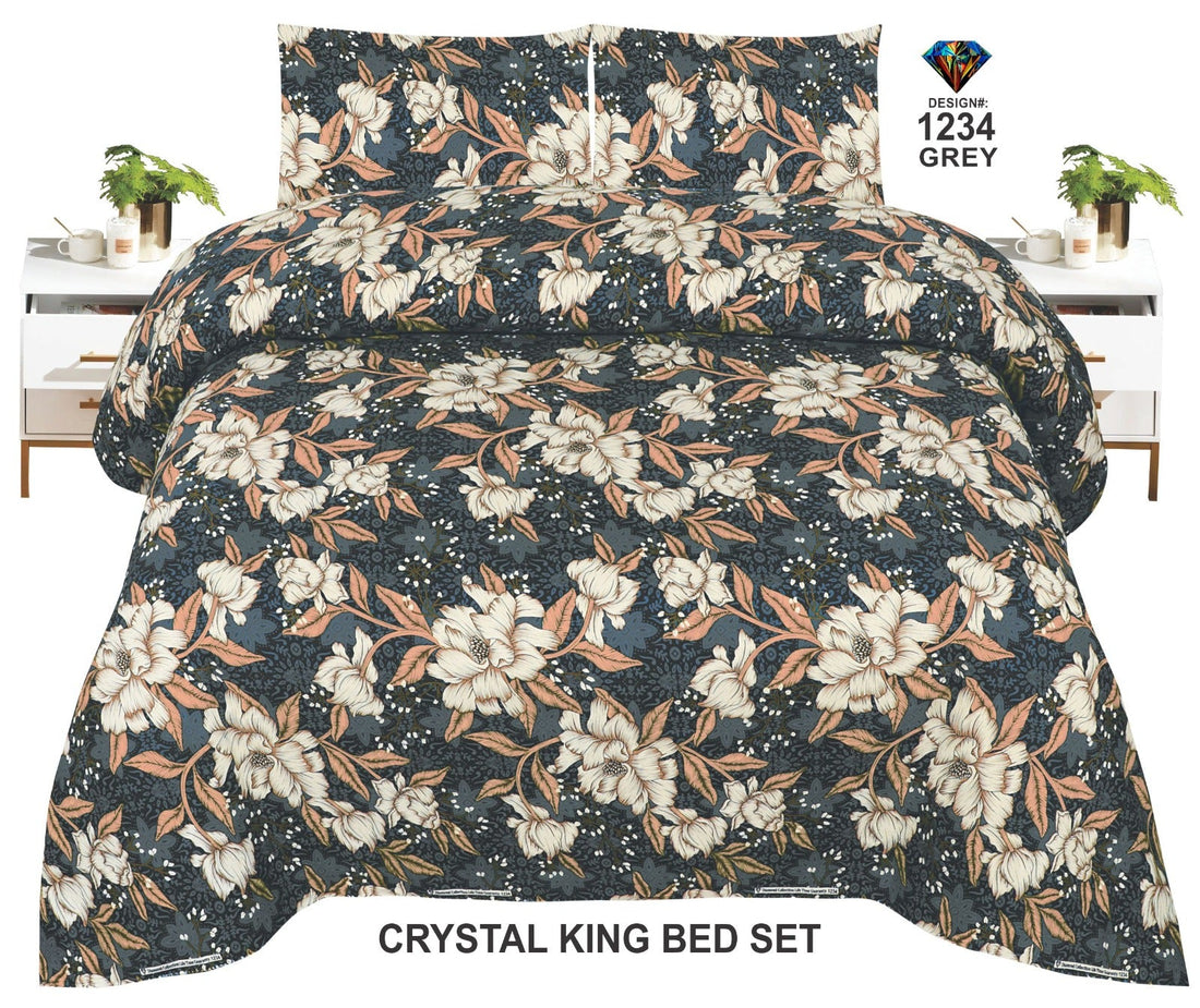 Crystal-King-Bed-Sheet Grey-1234 - Bedding Tribe