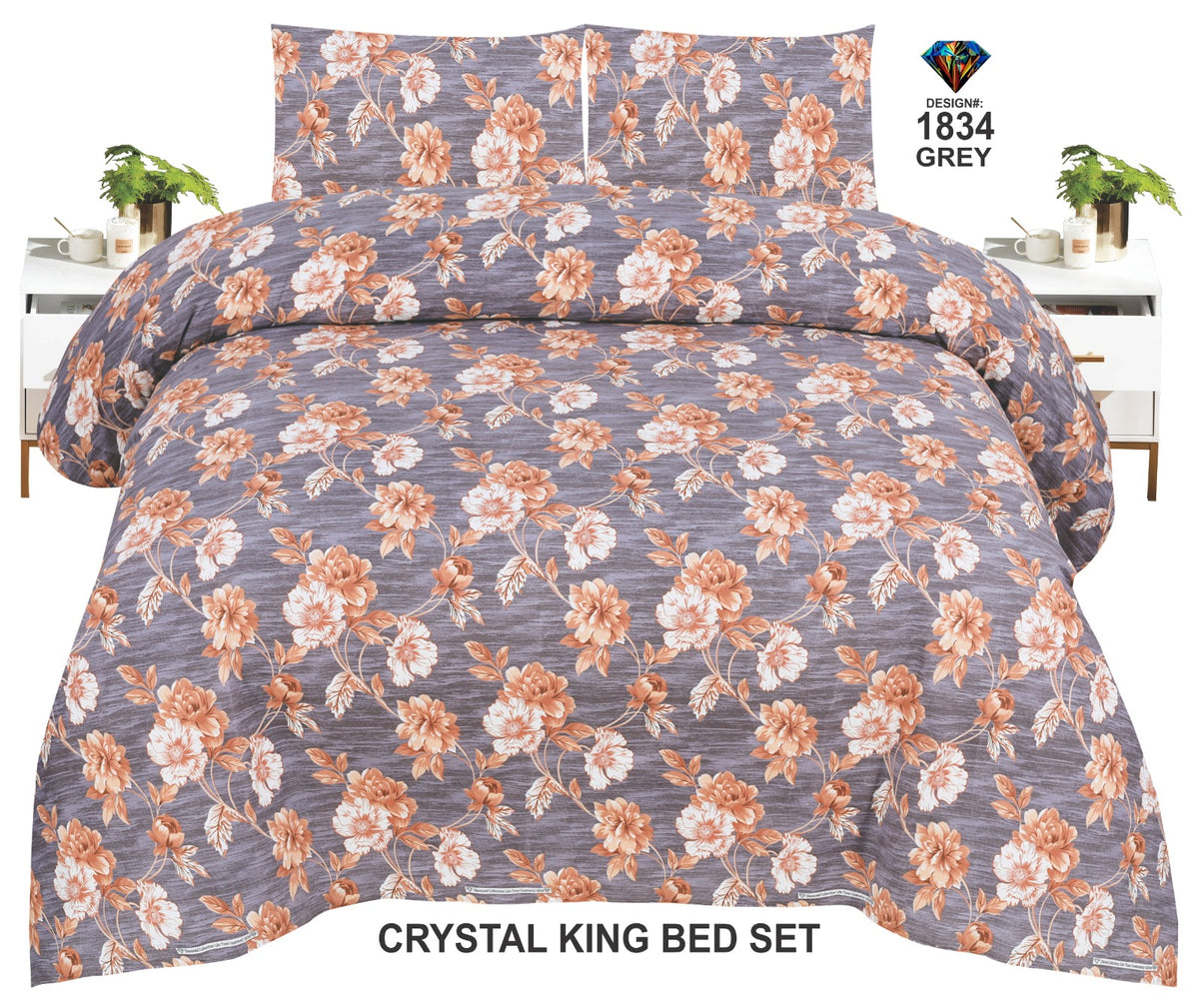 Crystal-King-Bed-Sheet Grey-1834