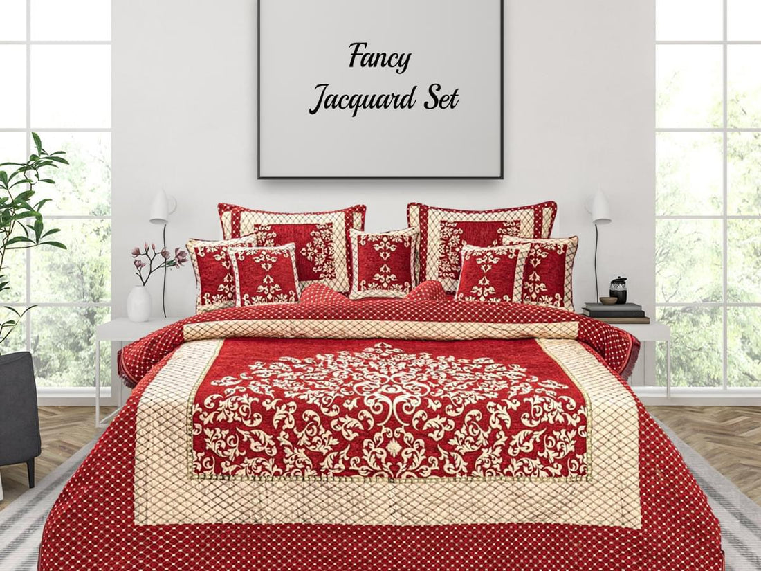 Fancy Jacquard Set Red - Bedding Tribe