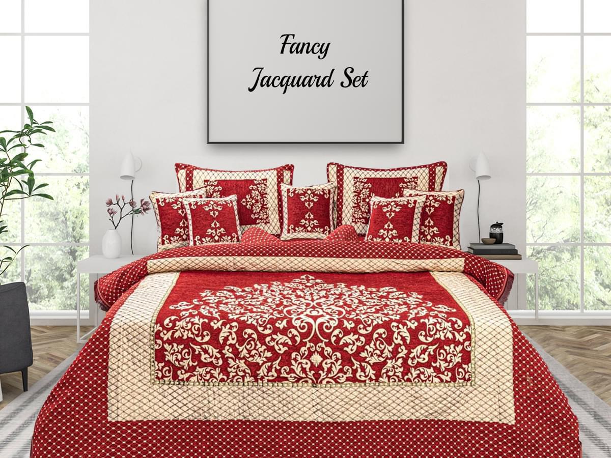 Fancy Jacquard Set Red - Bedding Tribe