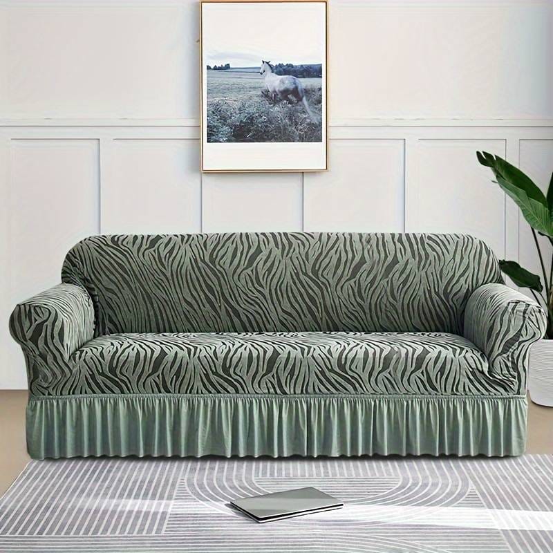 Zebra Sofa Cover - Olive Green