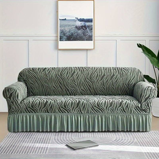 Zebra Sofa Cover - Olive Green
